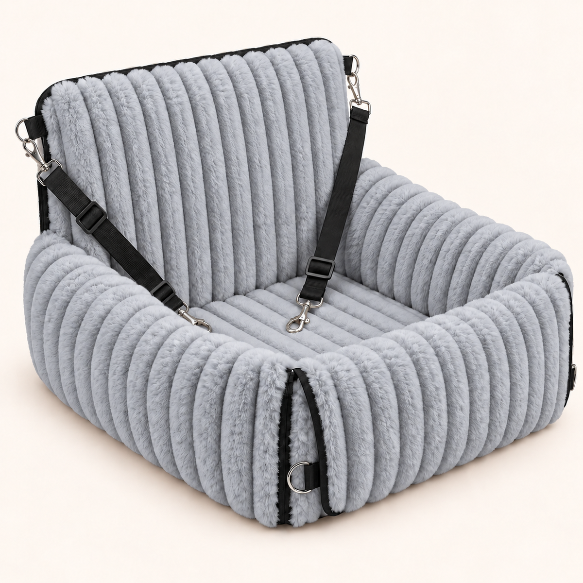Grey Walkiies Bed: angled view showing the padded sides and tall back.